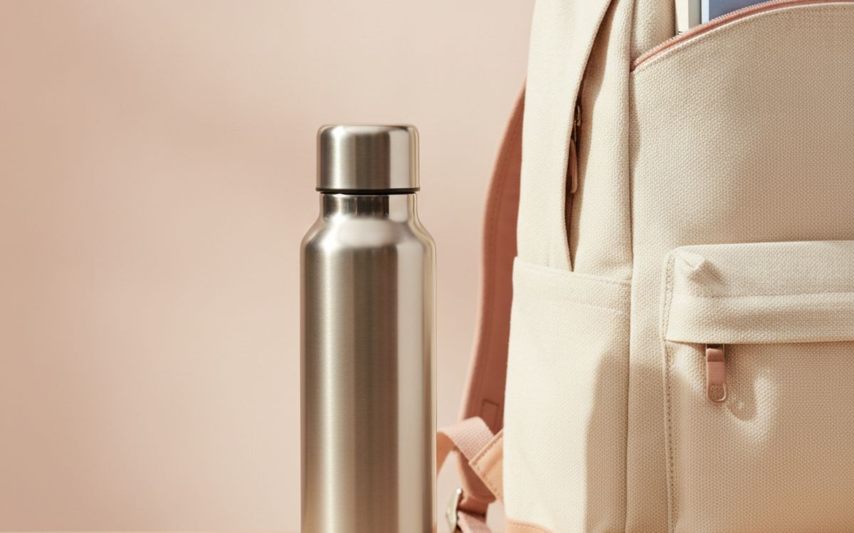 Eine isolierte, auslaufsichere Trinkflasche