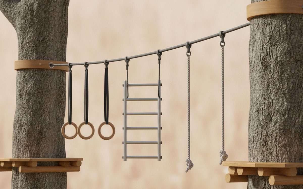A backyard ninja line or obstacle course