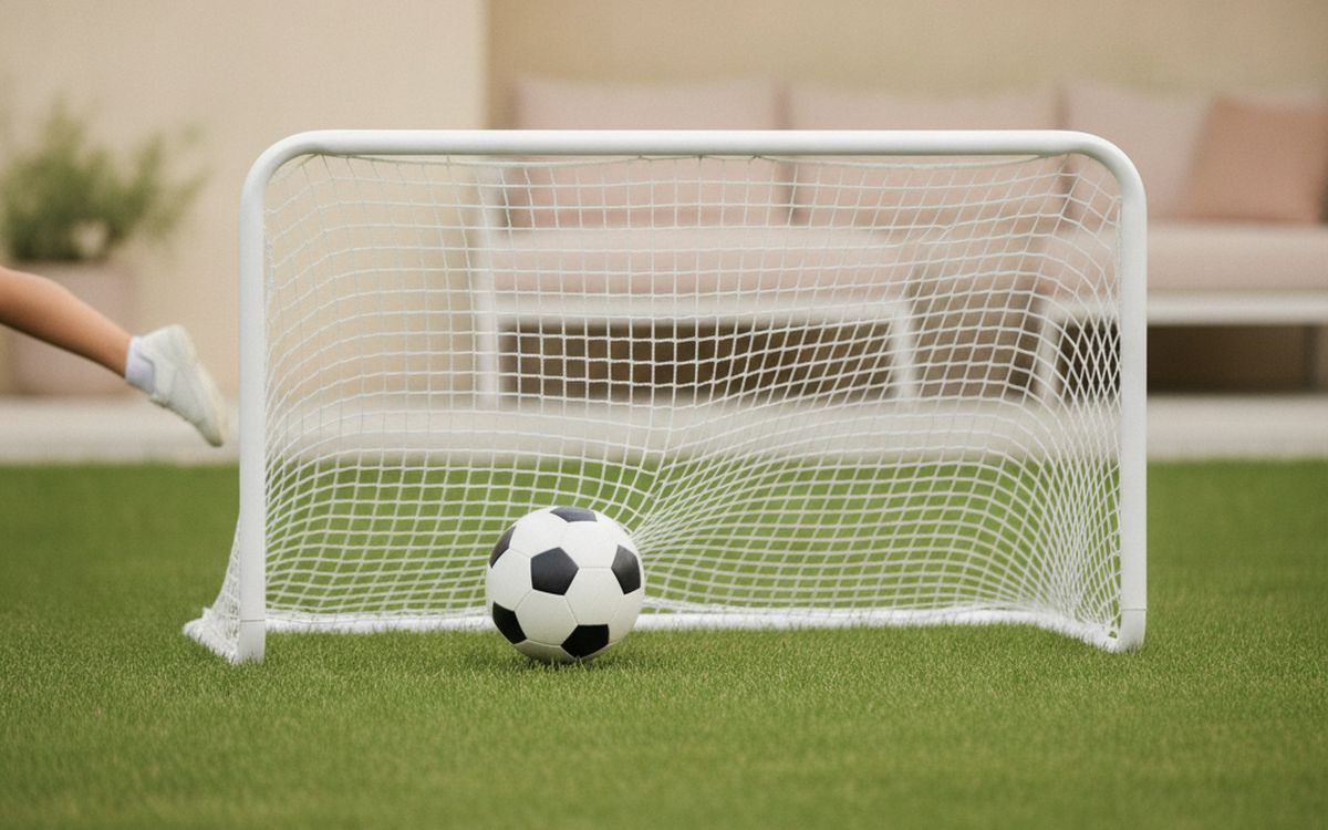 A soccer goal or basketball hoop