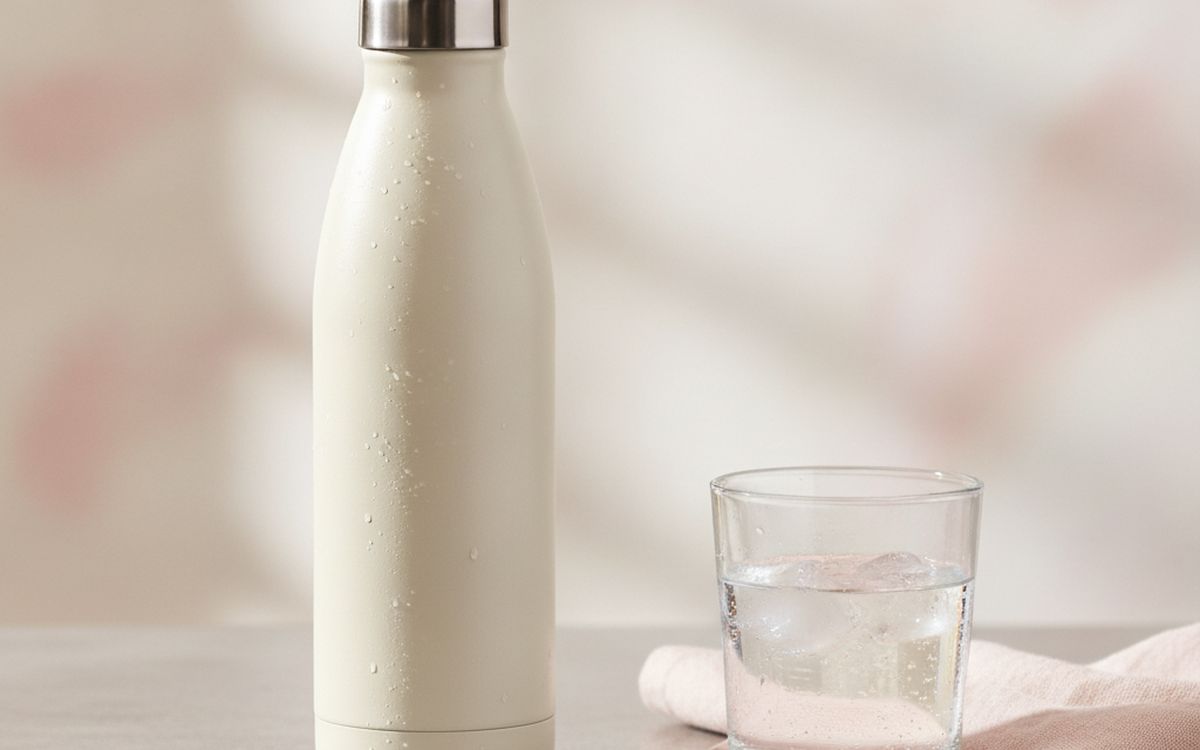 A refillable water bottle