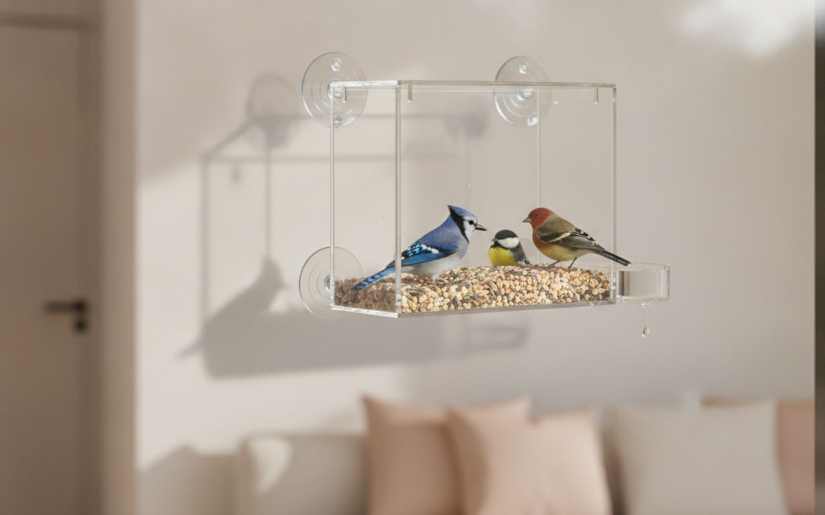A window bird feeder
