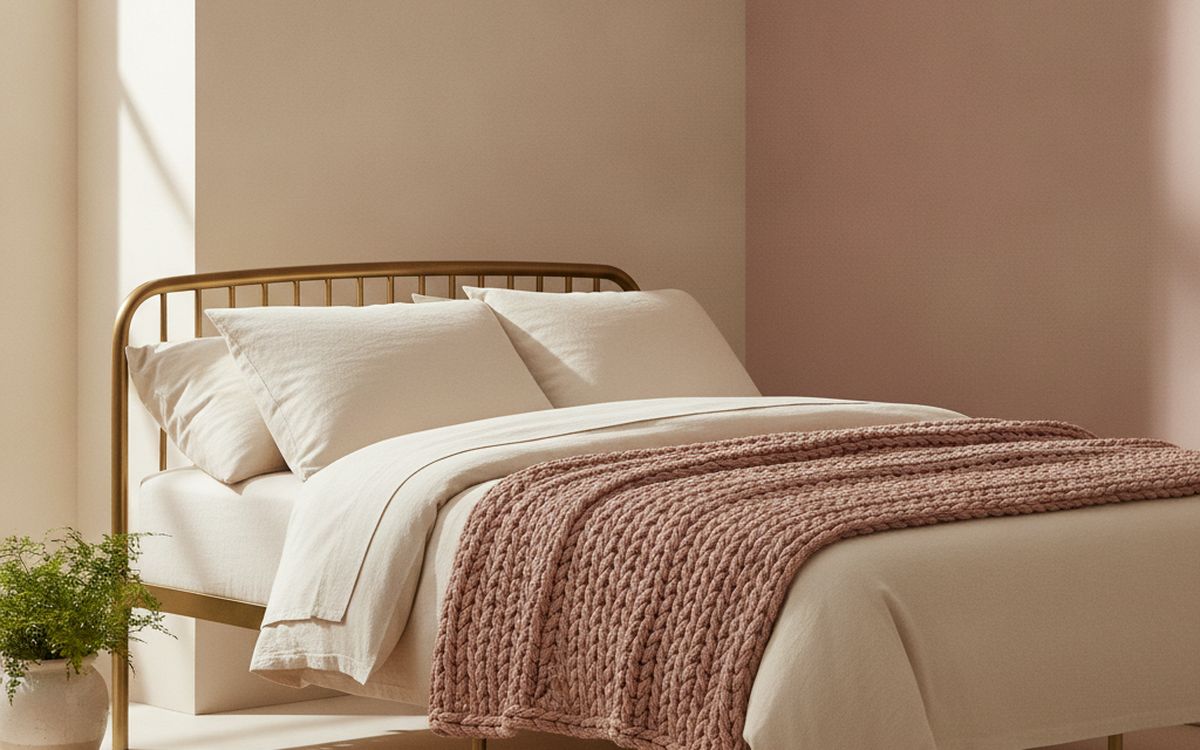 A metal bed frame