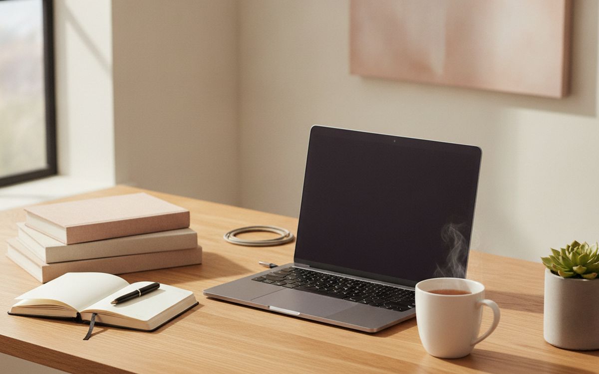 A hardwood desk
