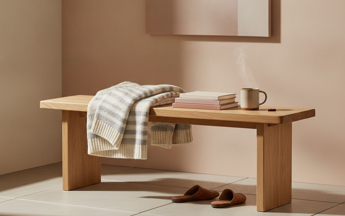 A wooden bench