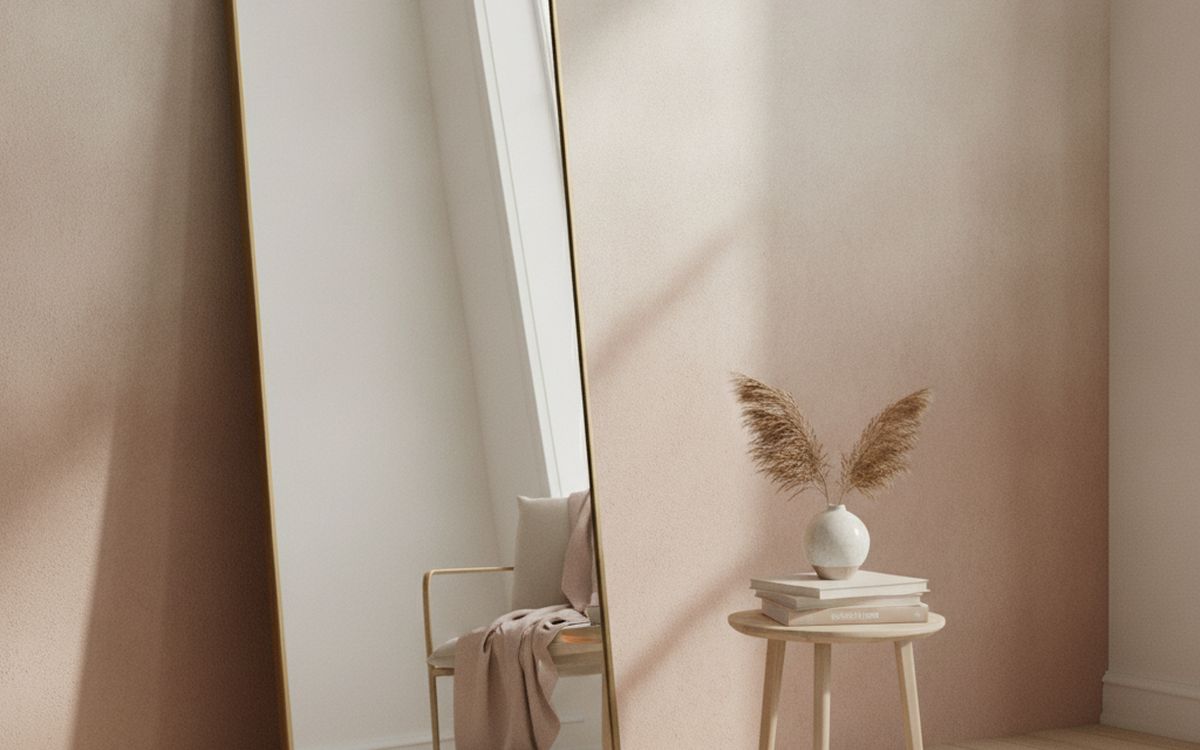 A freestanding mirror