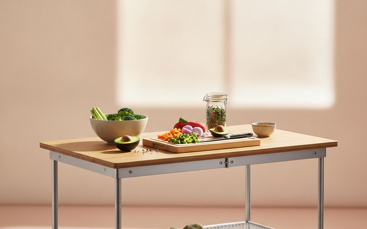 A folding prep table