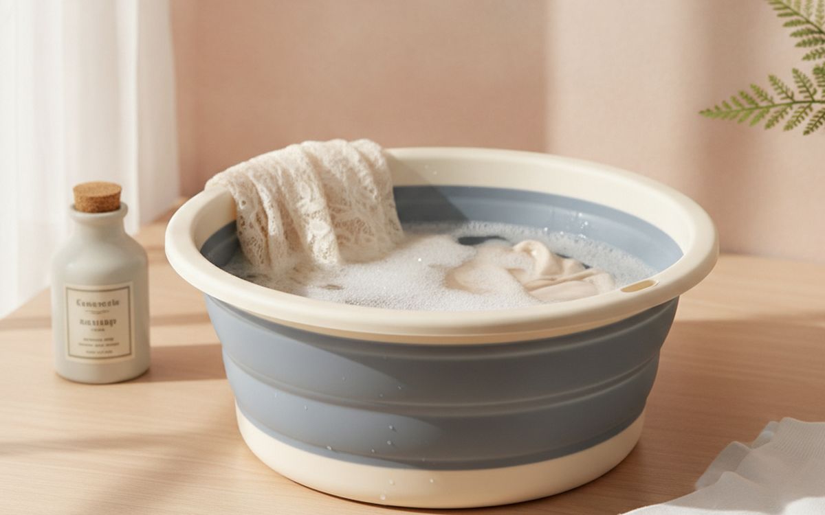A collapsible wash basin