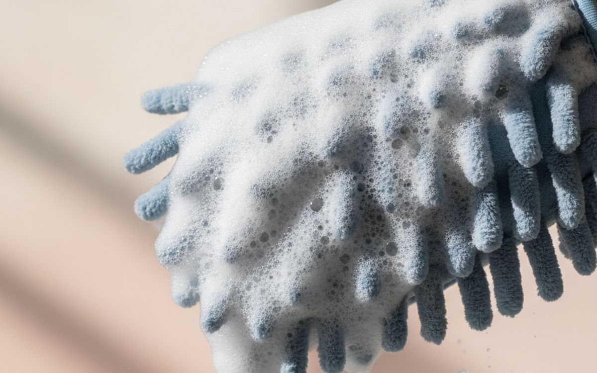 A microfibre or lambswool wash mitt