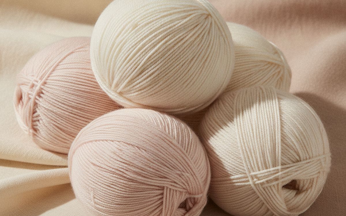Smooth, light-coloured worsted weight yarn