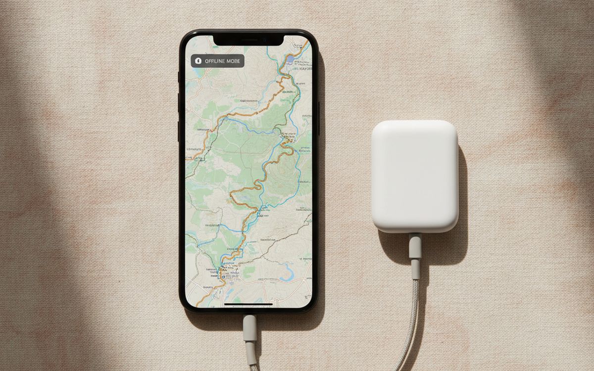 An offline map app plus a power bank