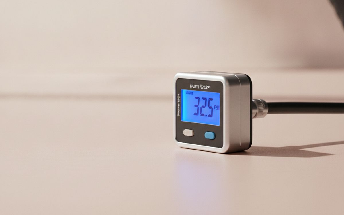 A digital tyre-pressure gauge