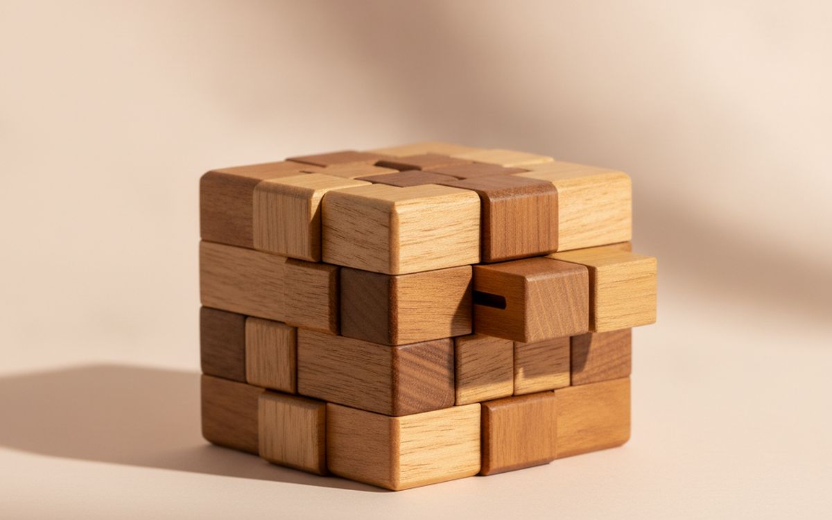 Eine hölzerne Puzzle-Box