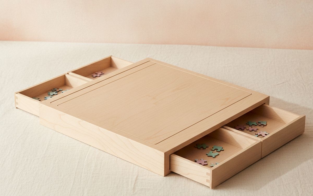 Eine Puzzle-Platte mit Sortierschalen