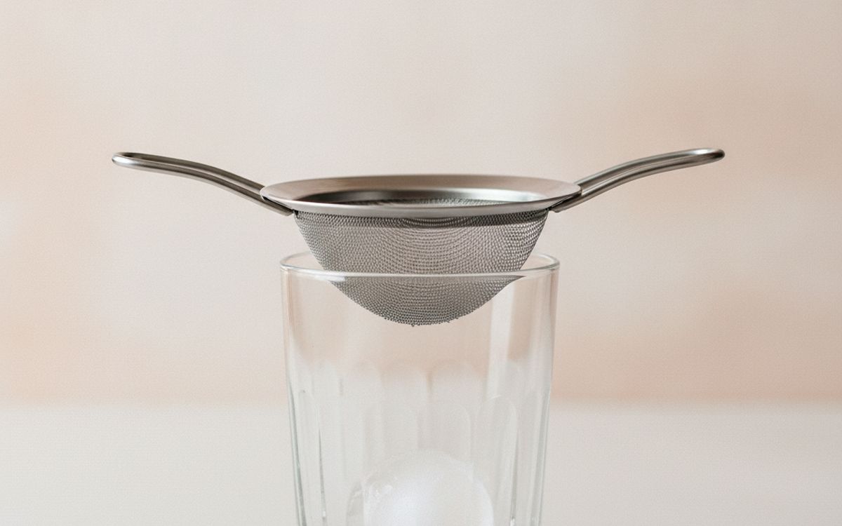 A Hawthorne strainer and fine mesh strainer
