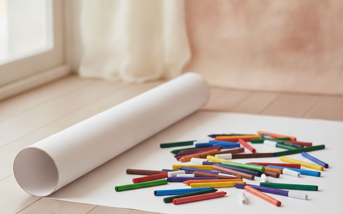 Abwaschbare Malsachen und eine große Papierrolle
