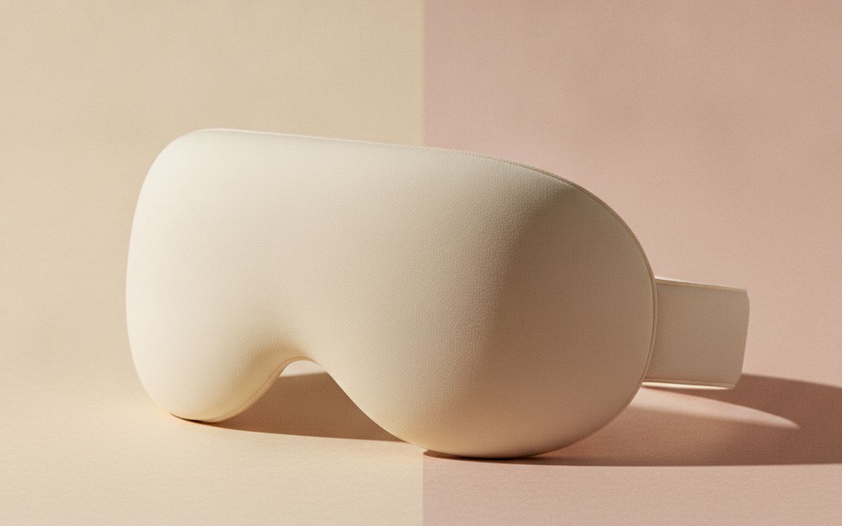 A contoured blackout eye mask