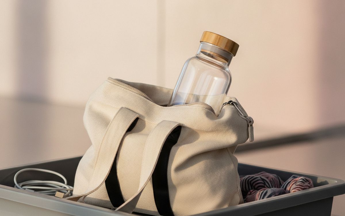 A large refillable water bottle