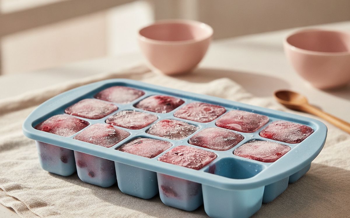 A silicone freezer tray