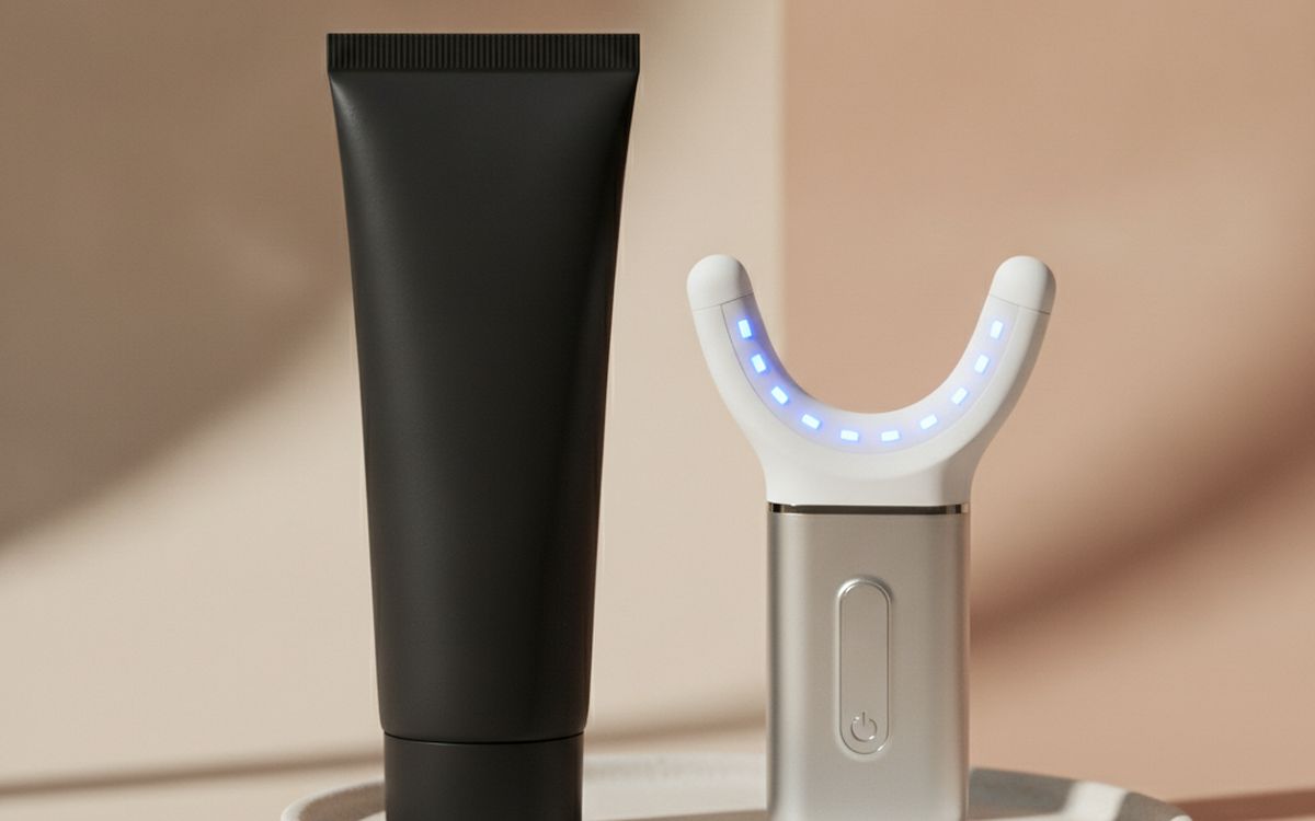 Charcoal toothpaste and LED whitening kits