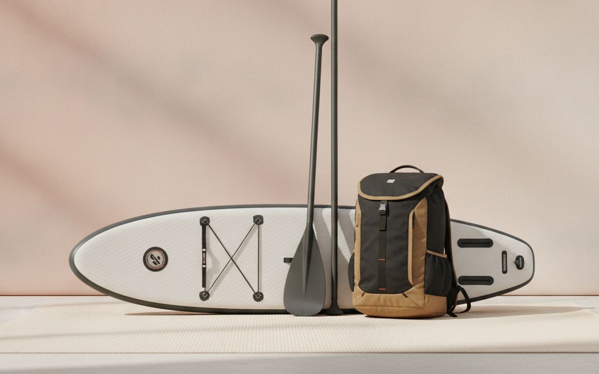 An inflatable paddleboard package
