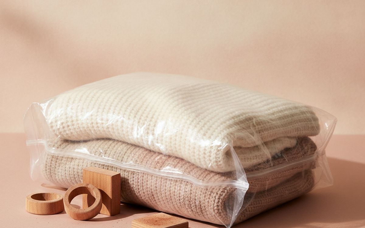 Cedar blocks and sealed storage bags