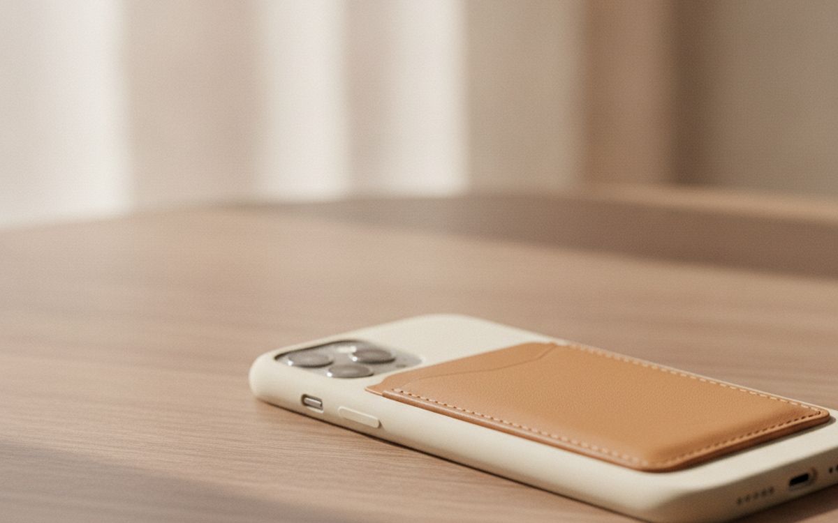 Ein ausklappbarer Kartenhalter oder eine Wallet-Hülle