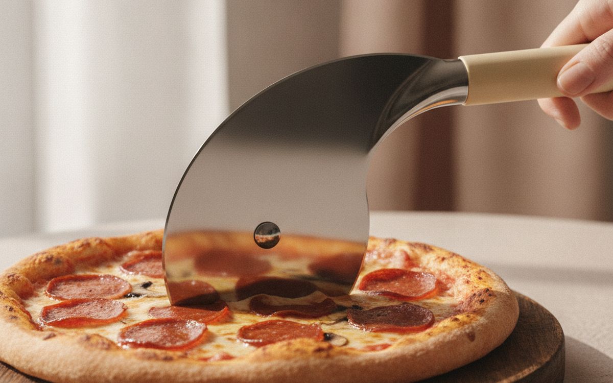 A rocker or wheel pizza cutter