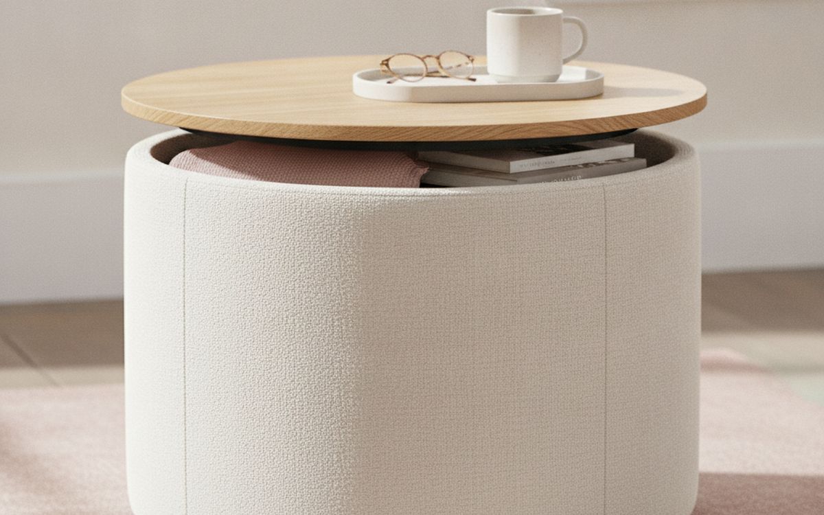 Ein Hocker mit Deckel und Stauraum