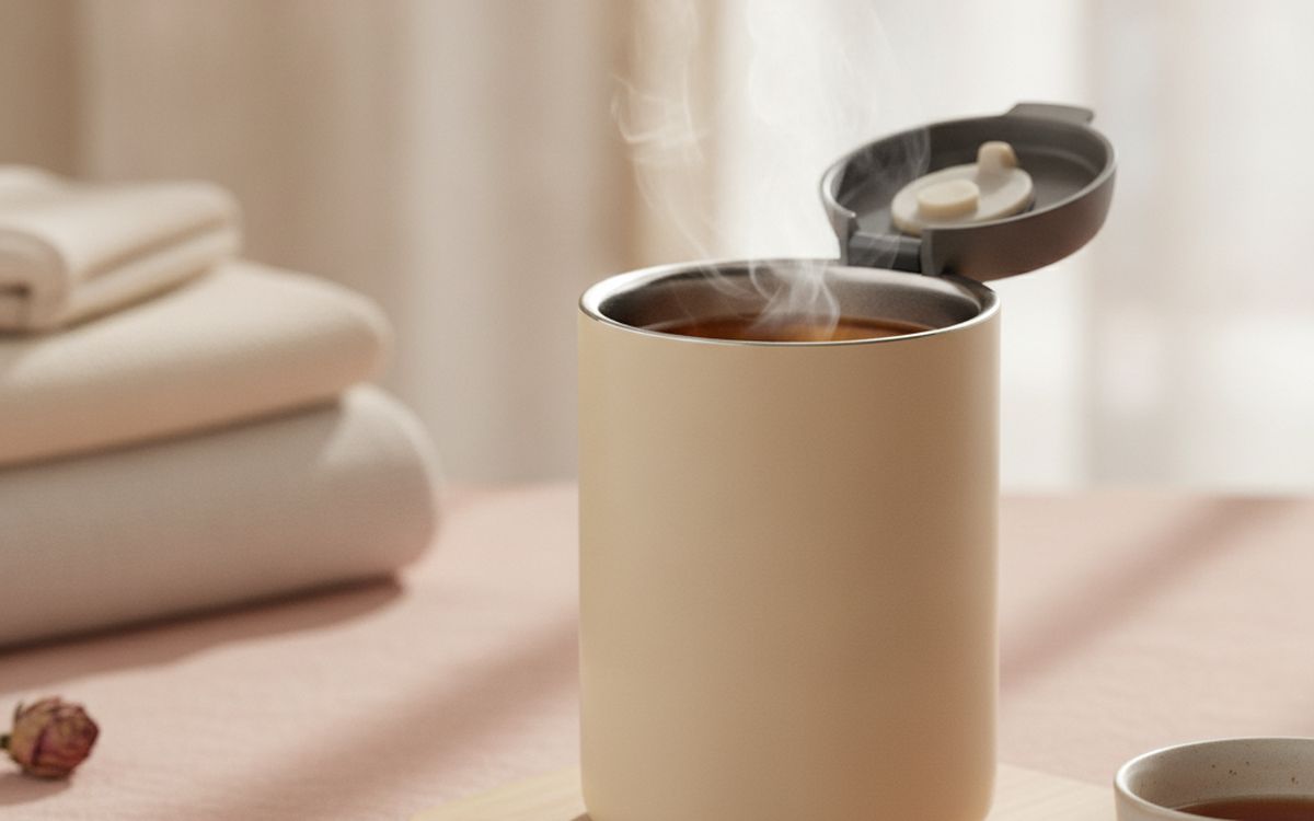 An insulated tea mug